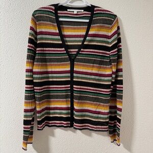 Veronica Beard Keke striped long sleeve cardigan size large